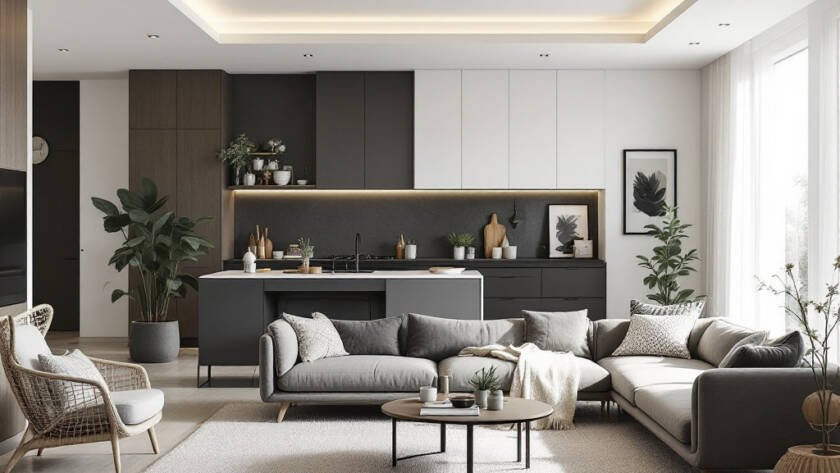 替代文本：波士顿装潢公司的现代，当代设计截图，展示他们的高级室内设计和装潢服务。